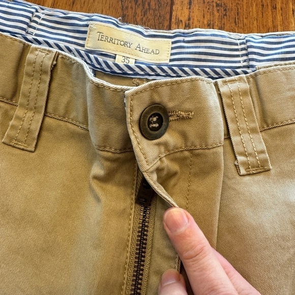 Territory Ahead Men's Flat Front Comfort Fit Waistband Cotton Khaki Short / 35 - Picture 4 of 8